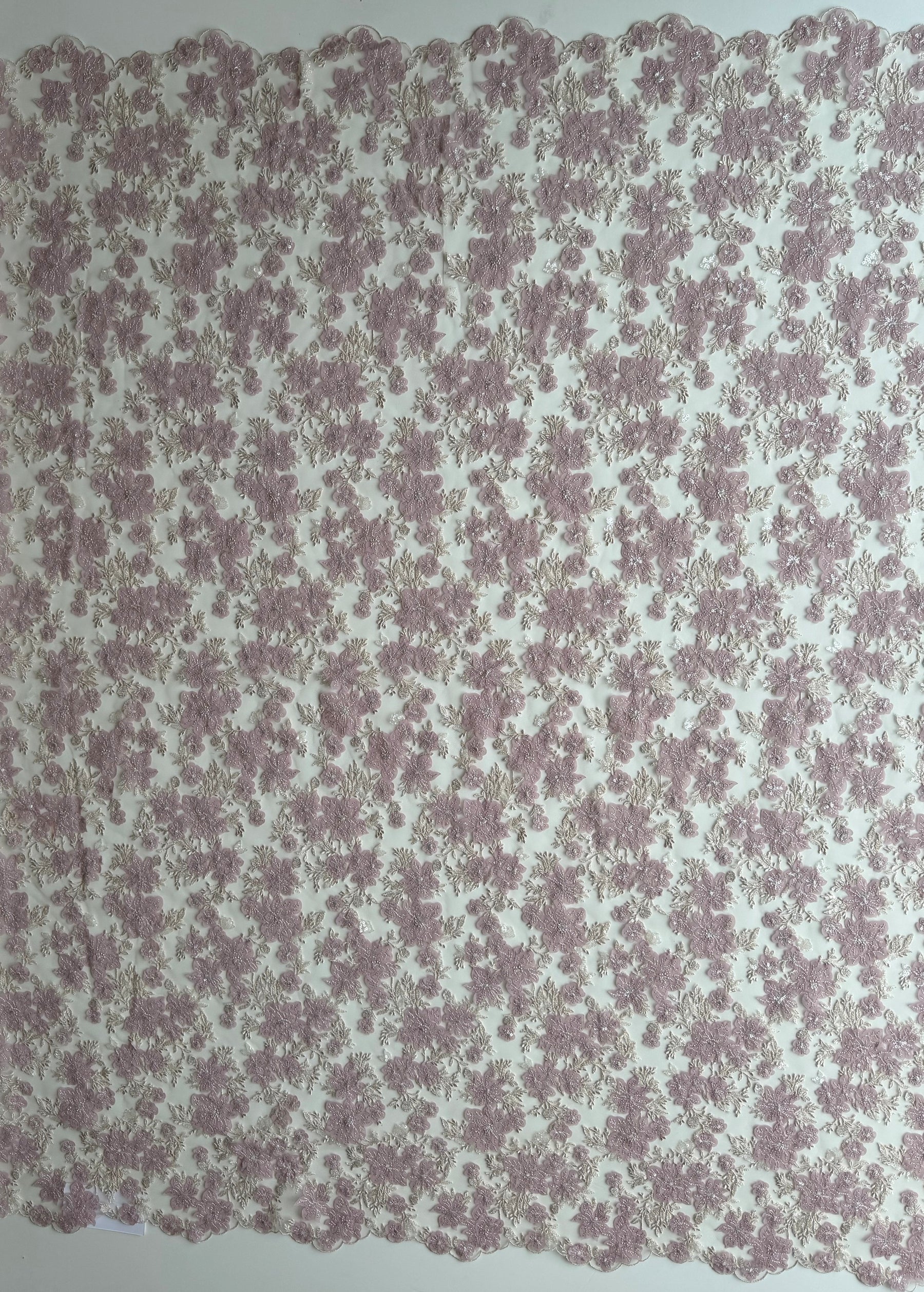 Dusky Rose Embroidered Lace - EB3053