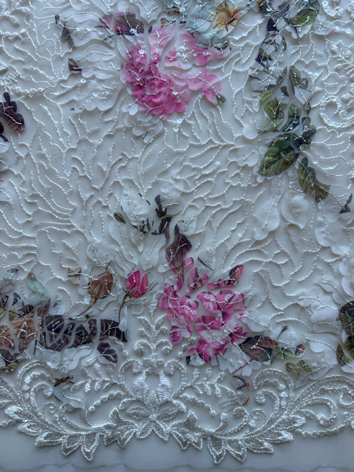 Ivory Printed Sequin Tulle – EB3010