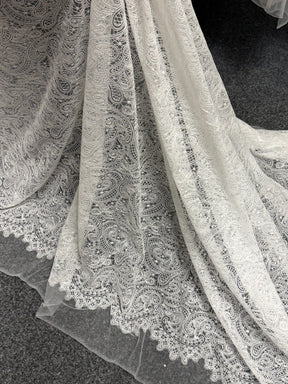 Ivory Embroidered Tulle - EB5017