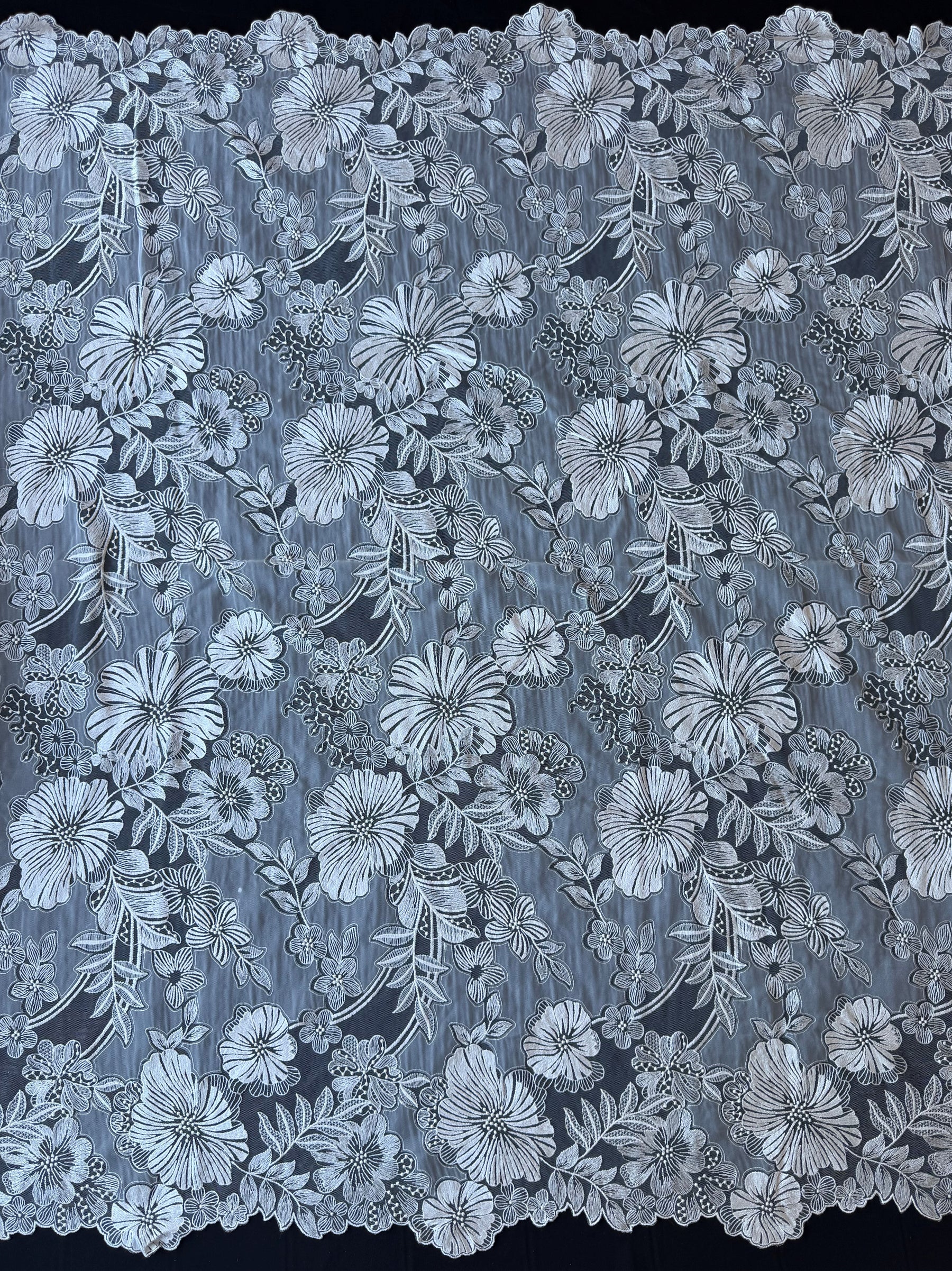 Ivory Embroidery Floral Lace - EB5057