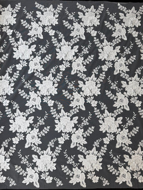 Ivory Italian Corded Embroidered Lace - Elfin