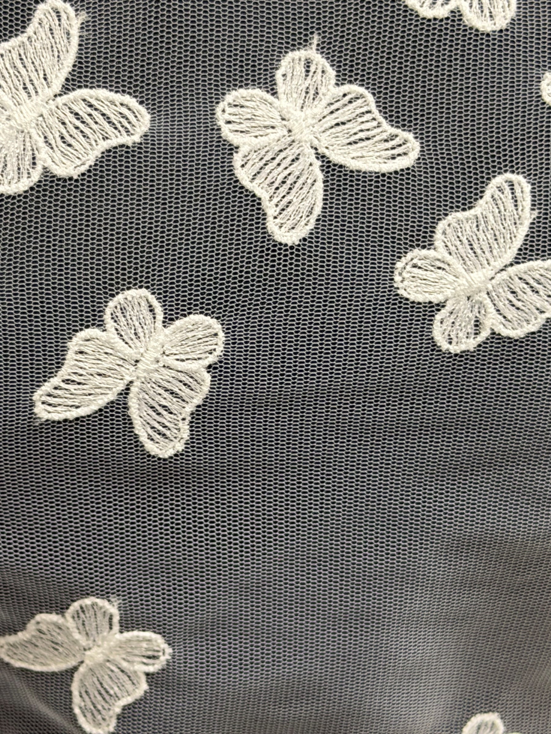 White Embroidered Butterfly Lace – EU5001
