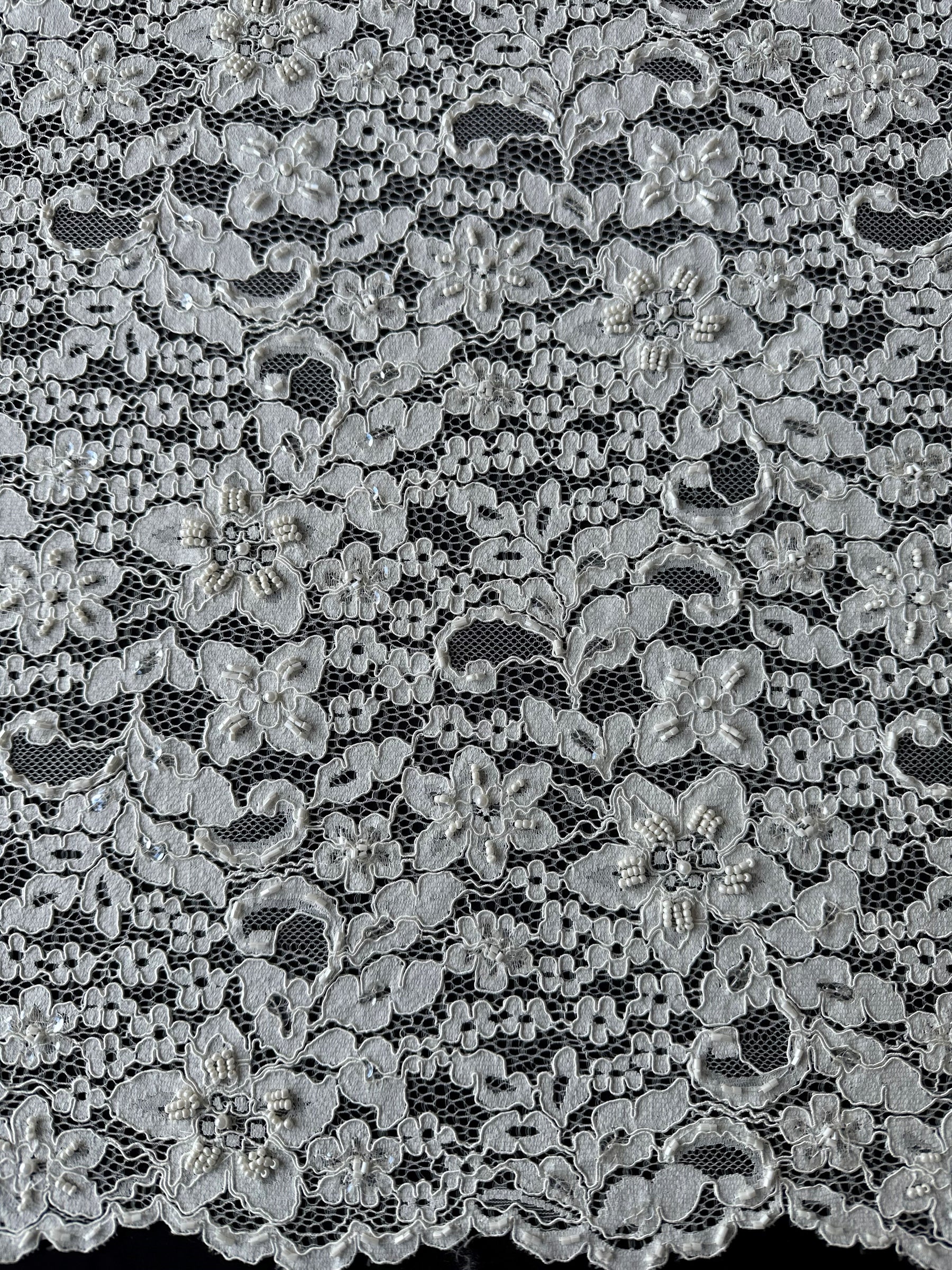 Ivory Beaded and Corded Lace - Austria