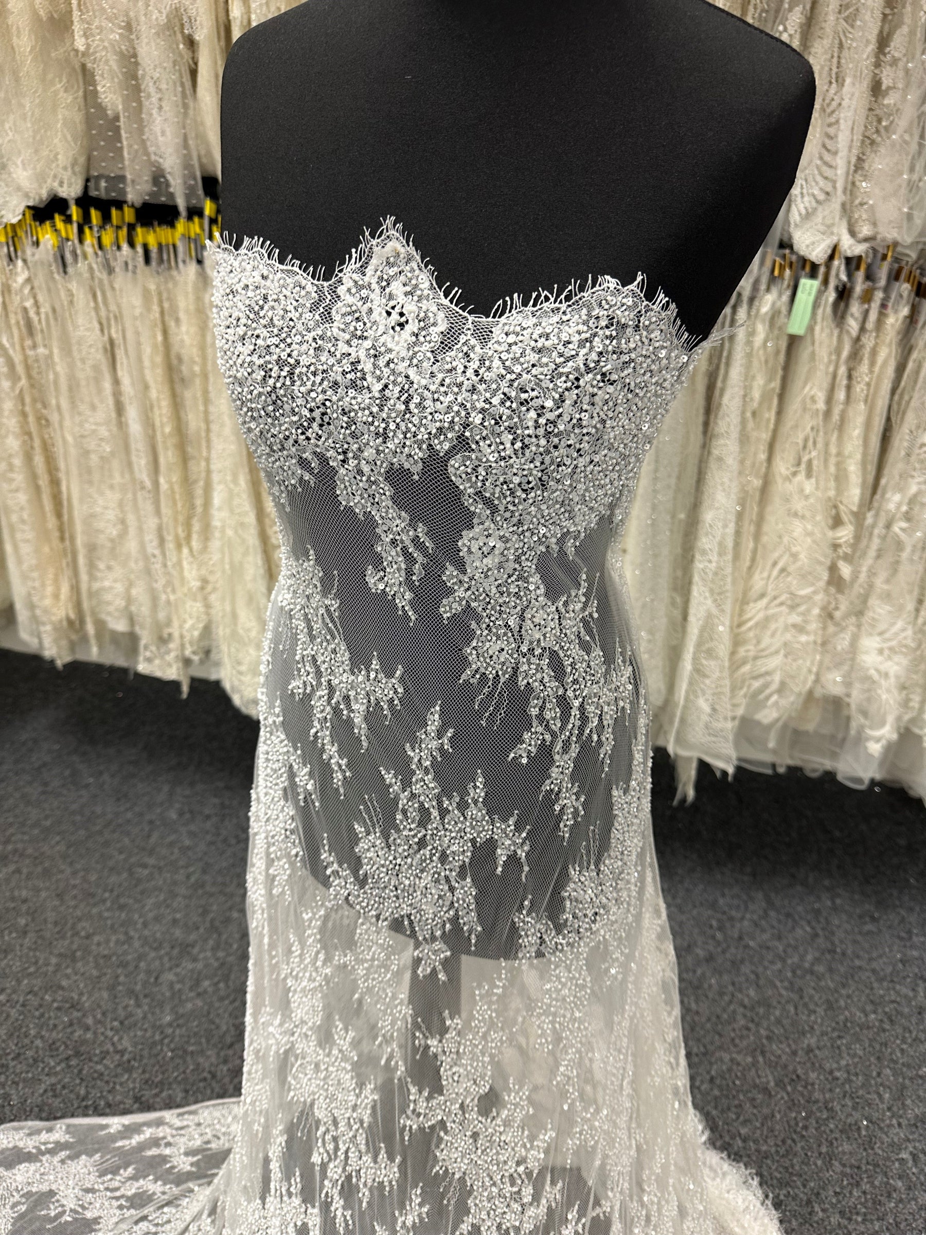 Ivory Hand Beaded Raschel Lace - Decima