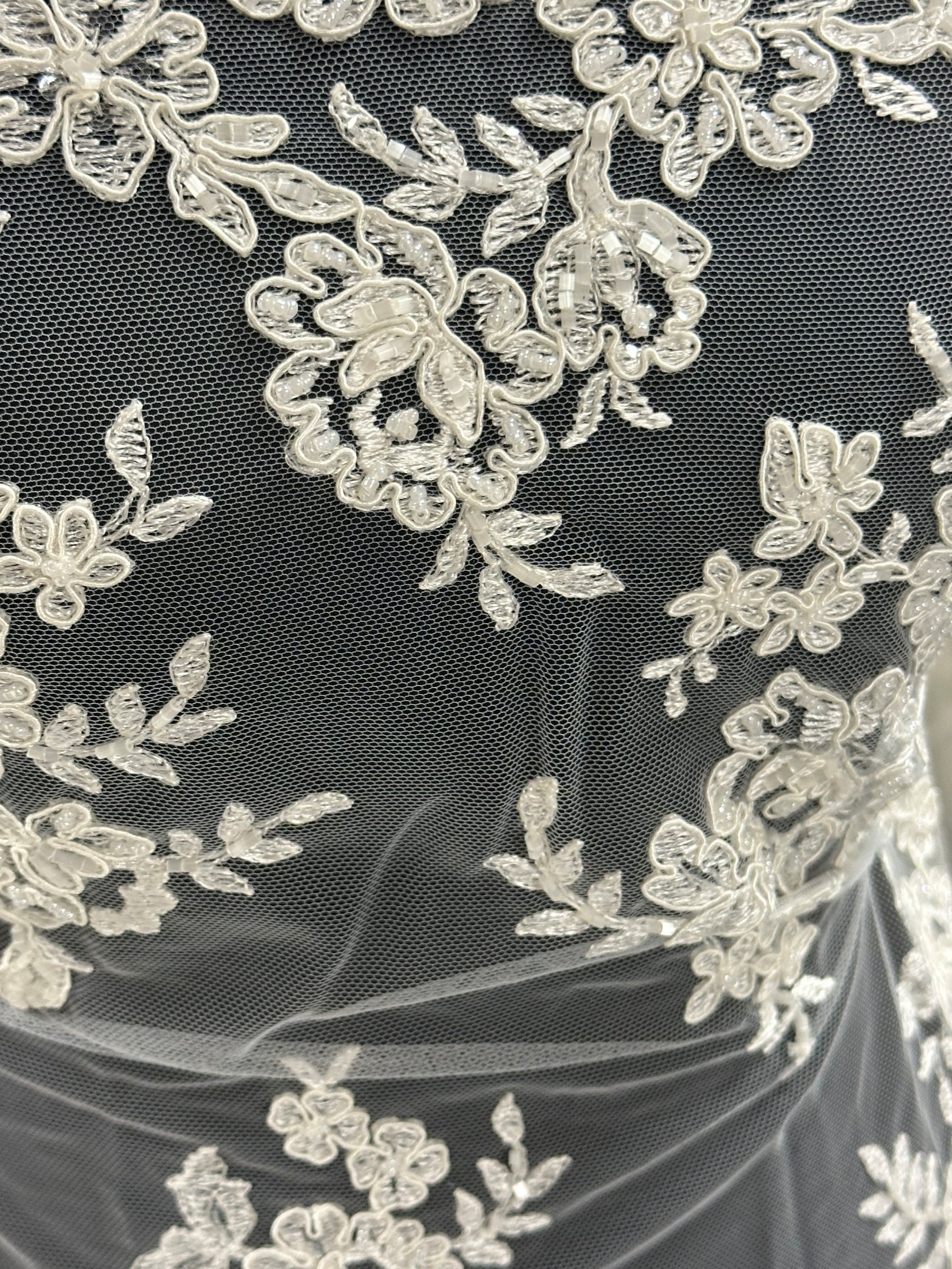 Ivory Unbeaded Corded Lace - Nightfall