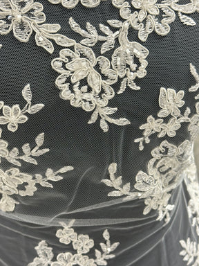 Ivory Unbeaded Corded Lace - Nightfall