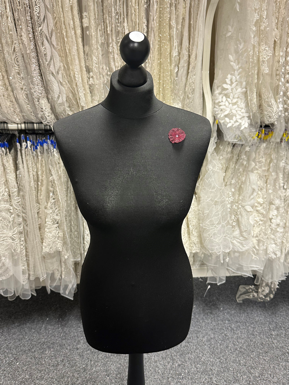 Burgundy Irridescent Lace Applique - Alarm