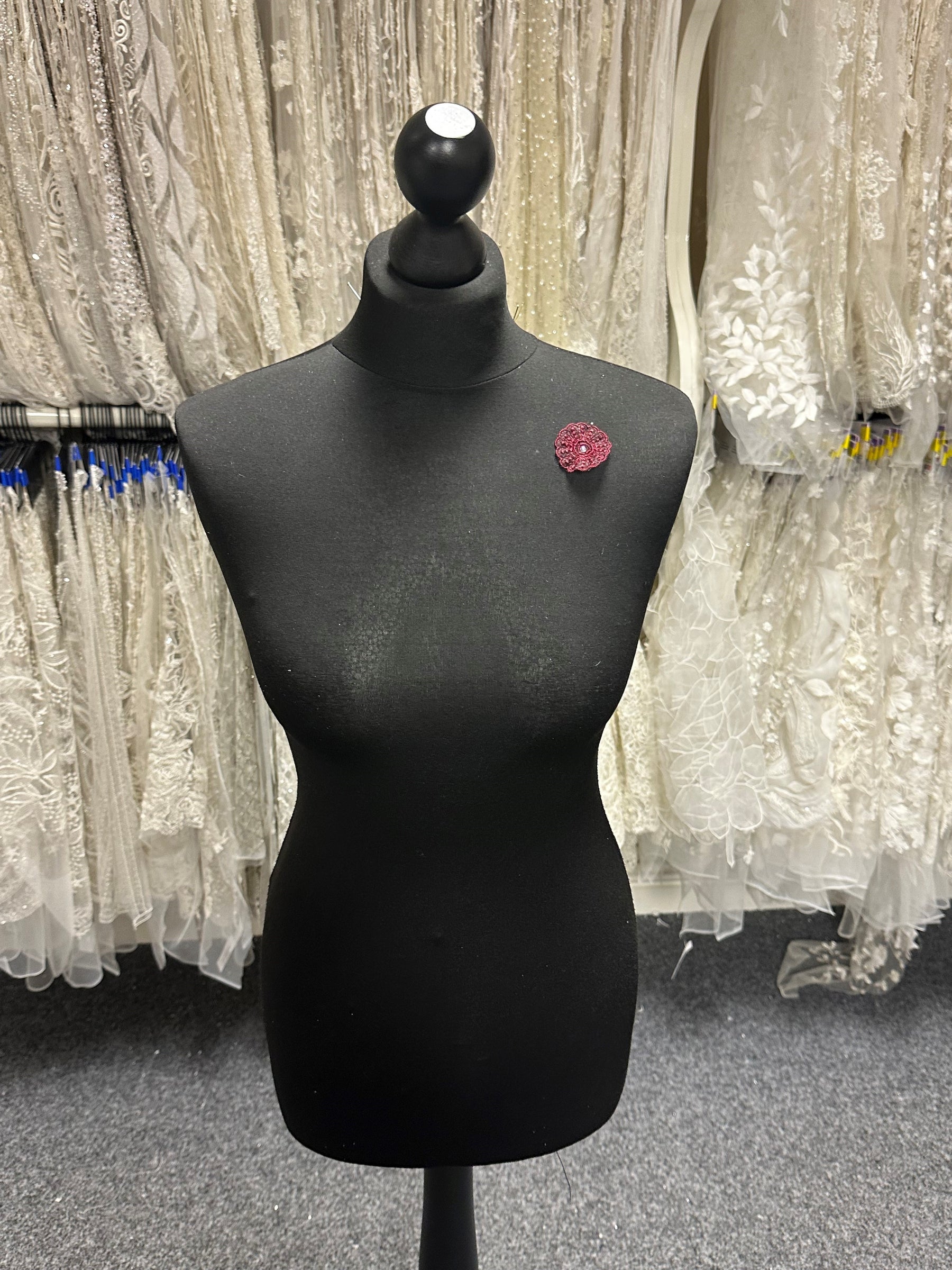 Burgundy Irridescent Lace Applique - Alarm