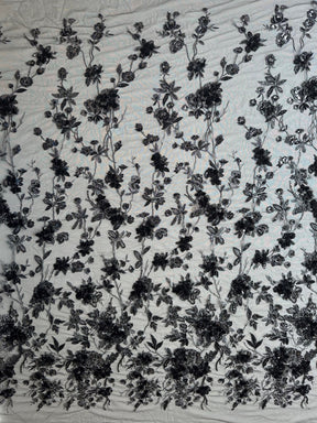 Black & Silver Embroidered Lace - Aretha