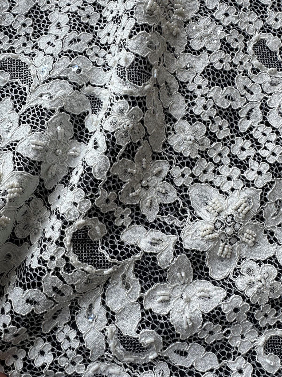 Ivory Beaded and Corded Lace - Austria