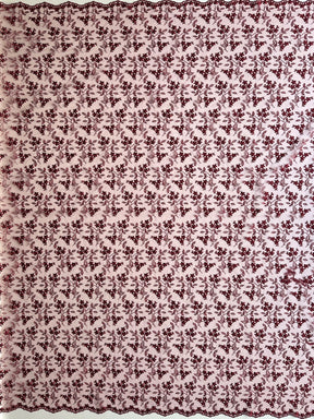 Wine Embroidered Lace - P625