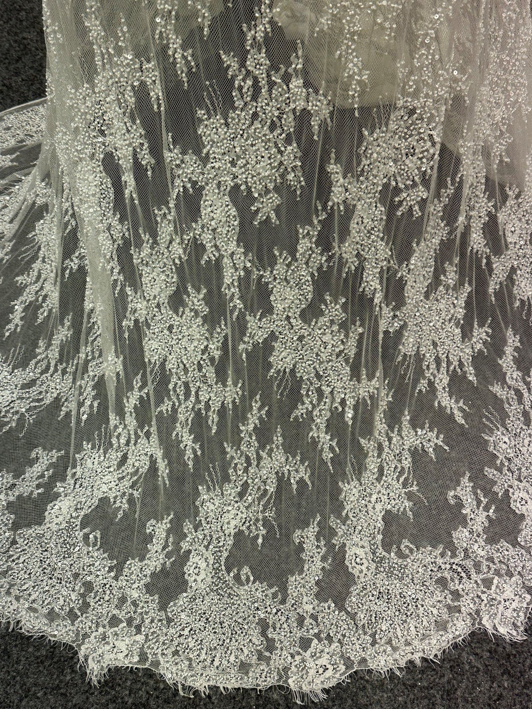 Ivory Hand Beaded Raschel Lace - Decima
