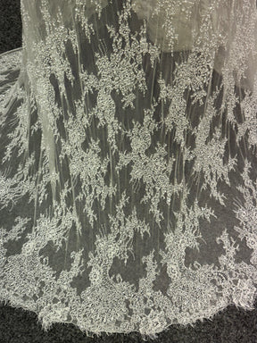 Ivory Hand Beaded Raschel Lace - Decima
