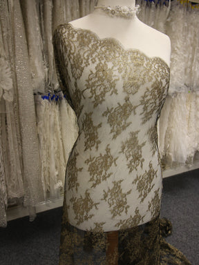 Gold Chantilly Lace Trim - Natasha