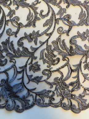 Grey Sequin Embroidery Lace - Richina
