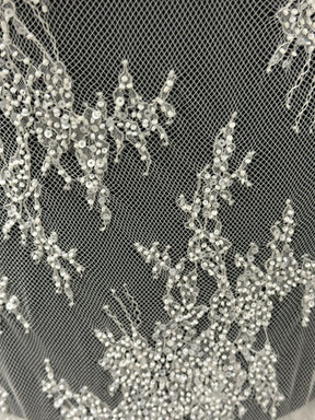 Ivory Hand Beaded Raschel Lace - Decima