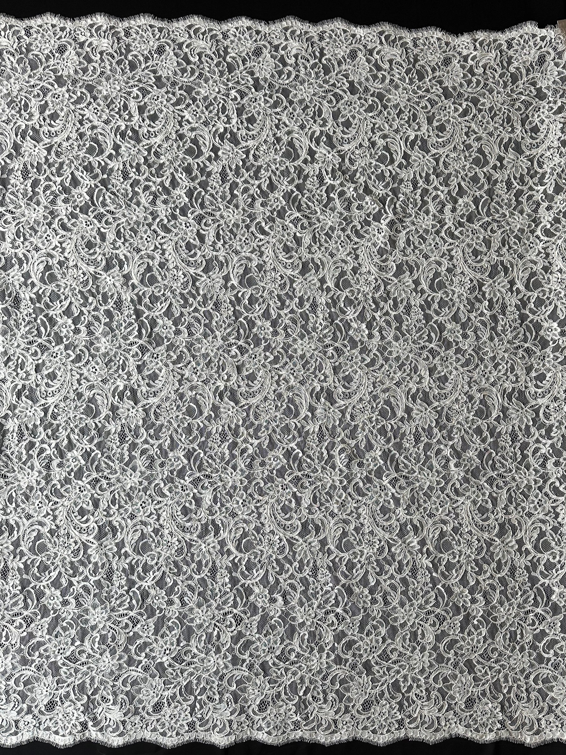 Ivory Sequin Lattice Lace - EB3032