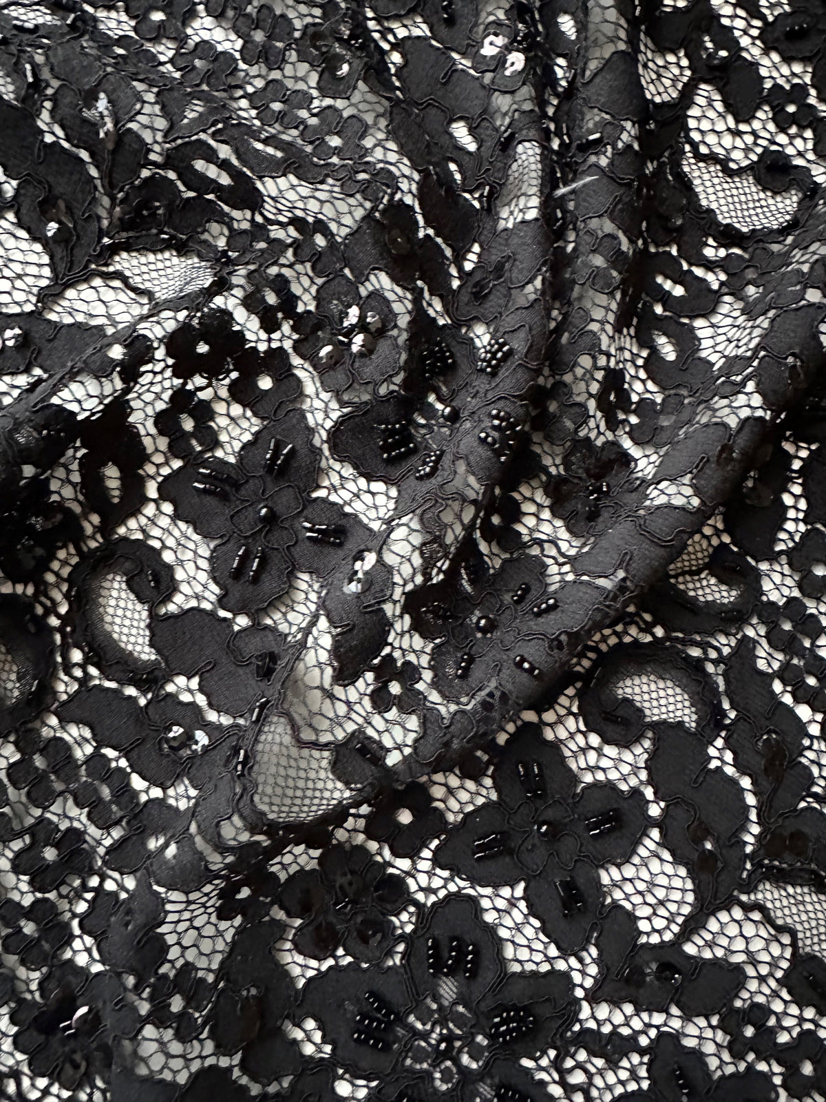 Black Beaded and Corded Lace - Austria