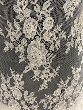 Ivory Hand Beaded Raschel Lace - Jonelle