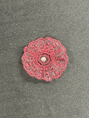 Burgundy Irridescent Lace Applique - Alarm
