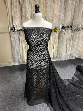 Black Embroidered Flower Lace - Madcap