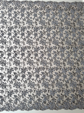 Grey Velvet Embroidery Lace - Madina
