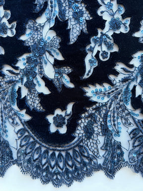 Navy 3D Velvet Lace - EB3023