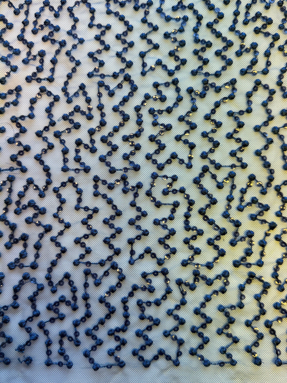 Navy Sequin Embroidery Lace - EB3029