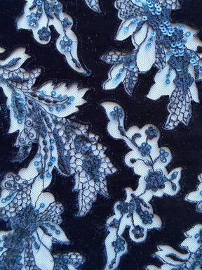 Navy 3D Velvet Lace - EB3023
