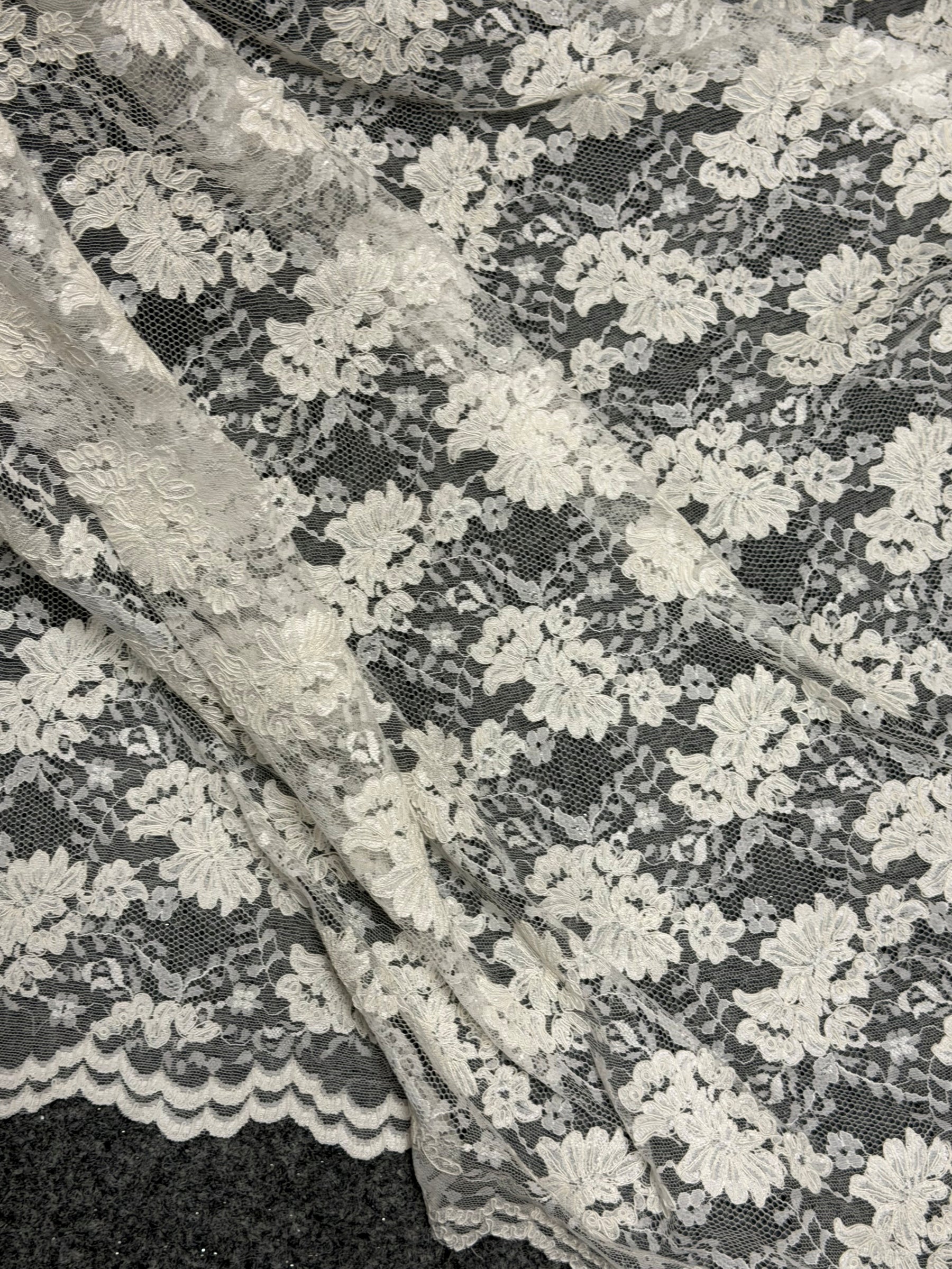 Pale Ivory Corded Wedding Lace - P379