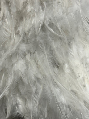 Ivory Feather Embellished Tulle - Plume (CF)