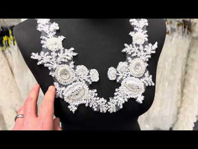 White Beaded Lace Appliques - T248