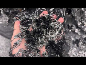 Black & Silver Embroidered Lace - Aretha