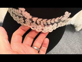 Ivory/Champagne Embroidered Edging - T35