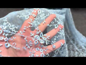 Sky Blue Embroidered Lace - P615