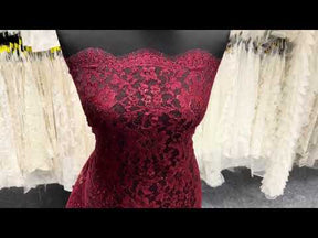 Red Metallic Chantilly Lace - P184