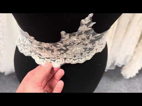 Ivory/Silver Beaded Edging - T236