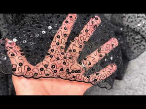 Black Embroidered Sequin Tulle – EB3001