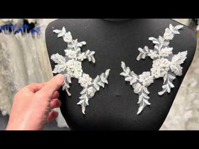 Ivory Beaded Lace Appliques - T507