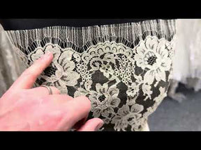 Beige/Oyster Sparkle French Lace - LA2016