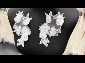 Ivory Beaded 3D Lace Appliques - T443