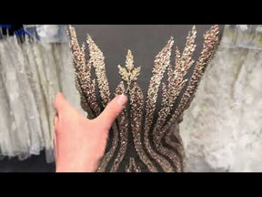 Gold Embroidery Beaded Tulle - EB1104