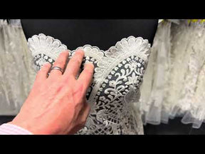 Ivory Embroidered Beaded Tulle - EB1032