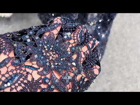 Navy Blue Guipure Lace - LB3001