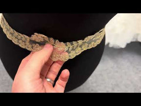 Coffee/Gold Embroidered Edging - T35