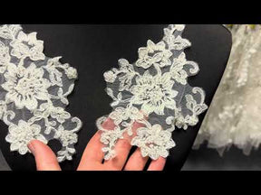 Ivory Beaded and Corded Lace Appliques - Ziggurat
