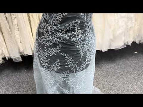 Limestone Blue Sequin Lace - EB3065