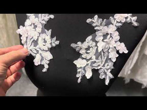 White Beaded Laser Lace Appliques - Olivia