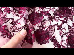 Wine Embroidered Sequin Lace – EB3059