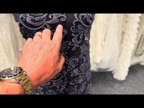 New Navy Emb Beaded Tulle - EB1069